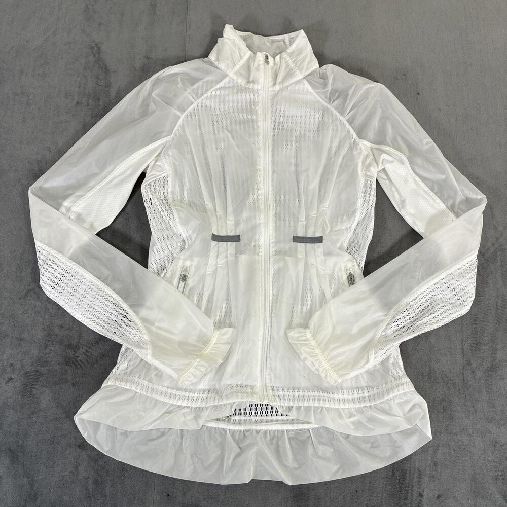 Lululemon Women's White Lace Mesh Run Wild Jacket Sz 6 Benefits Charity